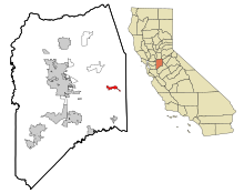 A kaliforniai San Joaquin megyei beépített és be nem épített területek a Farmington Highlighted.svg