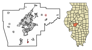 Posizione di Divernon nella contea di Sangamon, Illinois.