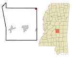Scott County Mississippi Incorporated and Unincorporated areas Sebastopol Highlighted.svg