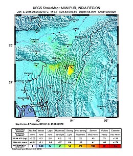 2016년 인도 동북부 지진