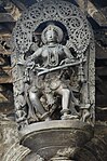 Salabhanjika, Hoysala era sculpture, Belur, Karnataka, India