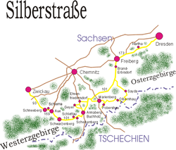 Kaart van de Silberstraße