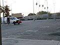 The station east side parking lot. This side has an entrance to the freeway station pedestrian bridge.