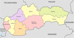 Slovakia, administrative divisions - de - colored.svg