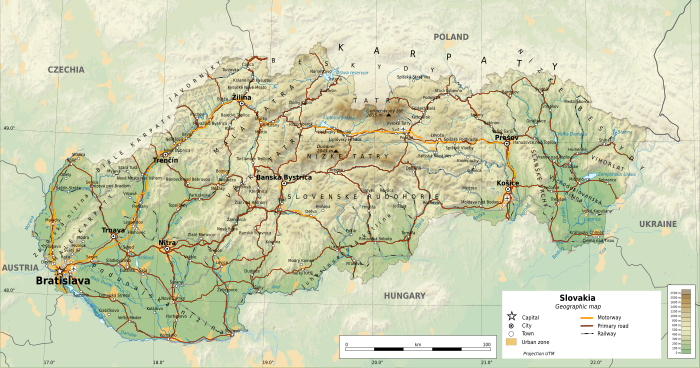 Карта словакии на русском языке. Географическая карта Словакии. Словакия карта рельефа. Физическая карта Словакии. Подробная карта Словакии.
