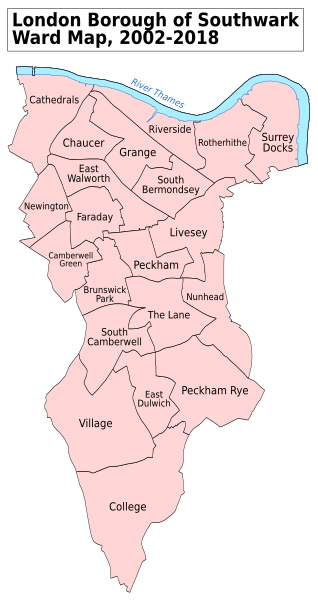 File:Southwark London UK labelled ward map 2002.svg