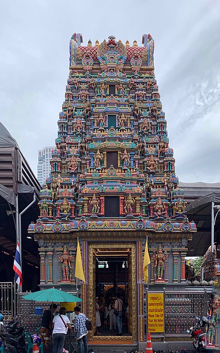Gopuram of Sri Mahamariamman Temple, a South Indian Koyil in Bangkok.