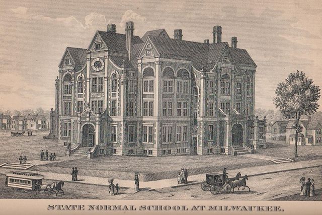 Illustration of the State Normal School at Milwaukee, published in the 1885 edition of the Wisconsin Blue Book