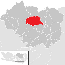 Poloha obce Straßburg v okrese Sankt Veit an der Glan (klikacia mapa)