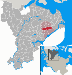 Poziția Süderbrarup pe harta districtului Schleswig-Flensburg