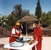 Traditional Tunisian bread being made