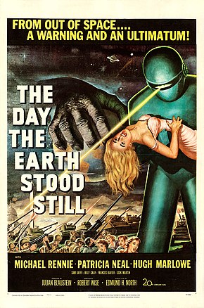 Dzień, w którym zatrzymała się Ziemia (plakat z 1951 r.) .Jpeg opis obrazu.