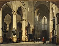 Bosboom, 1855: 'Pieterskerk in Leiden', olieverf op paneel
