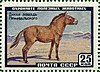 Neuvostoliitto 1959 CPA 2324 -leima (Przewalskin hevonen) N2 (Hyödyllinen kirjain rikkoutunut 'ы').jpg