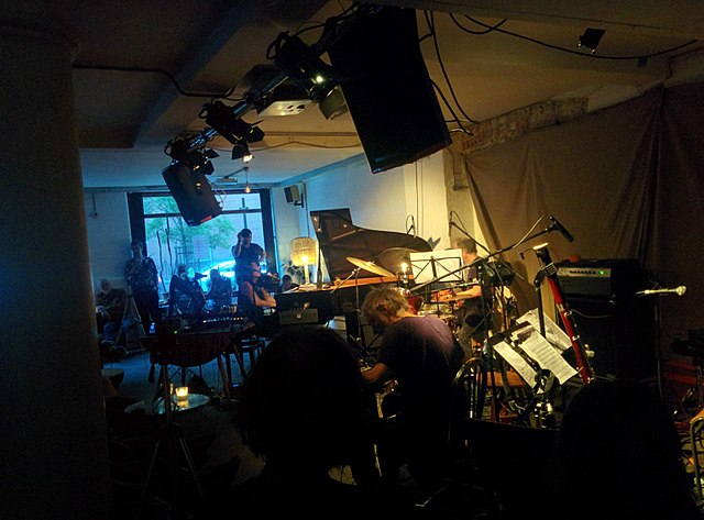 The Watts on their debut UK performance, 16 June 2018. Left to right: Yumi Hara Cawkwell, Tim Hodgkinson, Chris Cutler