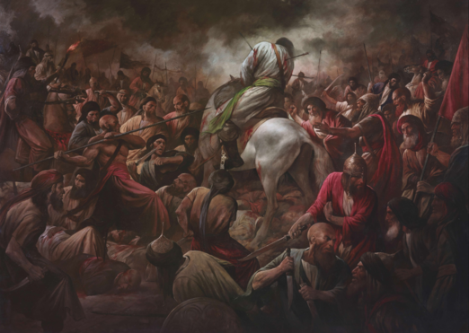 The Skies Fell is an oil painting by Hassan Rouholamin that portrays the final hours of Husayn's life.
