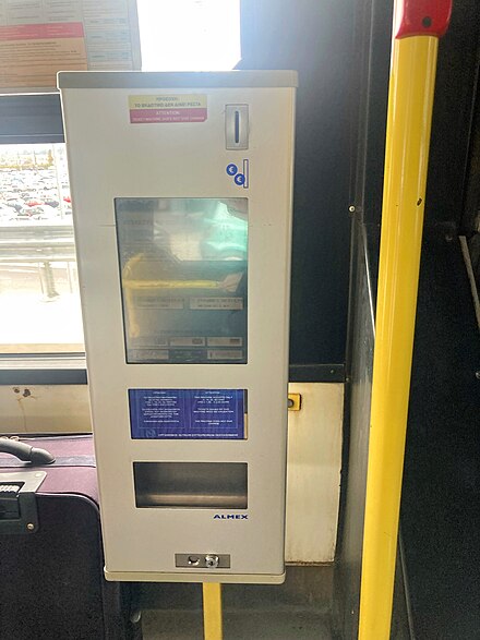 Ticket machine inside the bus.