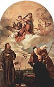 1520: Maria in Gloria mit Christuskind und Engeln, Franziskus, Alvisus und Stifter Luigi Gozzi (kniend), von Tizian