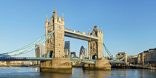 Tower Bridge Bascule and suspension bridge in London