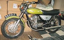 1971 Bandit prototype was Turner's concept but the version intended for production was by Doug Hele and Bert Hopwood Triumph Bandit 350cc.jpg