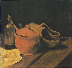 Martwa natura z ceramiką, butelką i chodakami, 1885, nr kat.: F 63, Kröller-Müller Museum