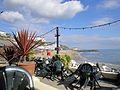 The beach at Ventnor, Isle of Wight, seen from the outside area of The Spyglass Inn, in March 2012.