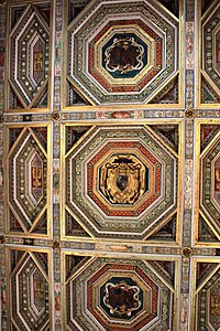 Detail of the wooden ceiling in the bed chamber of Ippolito d'Este