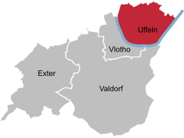 Ligging van Uffeln in de gemeente Vlotho