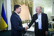 Summers with Volodymyr Groysman in Ukraine Volodymyr Groysman and Lawrence Summers in Ukraine - 2018 (MUS6894).jpg