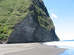 Cliffs as seen from the beach at Waipiʻo Valley