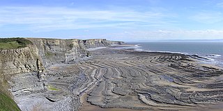 Wave-cut platform The narrow flat area often found at the base of a sea cliff or along the shoreline of a lake, bay, or sea that was created by erosion