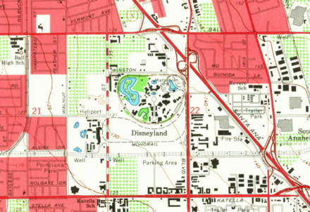Topographical map of Disneyland from 1965