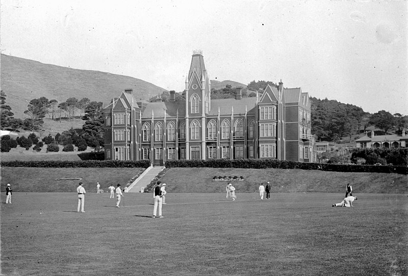 File:Wellington College with cricket game in progress, ca 1900.jpg