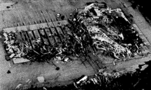 Damage to a Trucking plant following the 1985 Tornado that leveled most of Wheatland Wheatland1985.PNG
