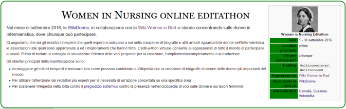 WikiDonne - Women In Nursing editathon