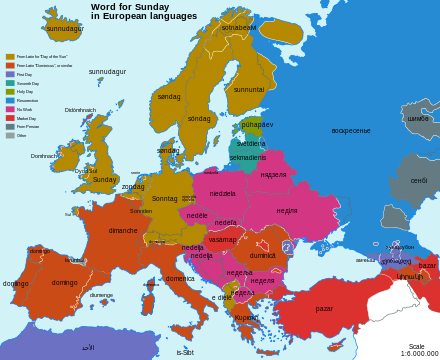 Słowo niedziela w europejskich językach