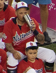 Molina with his older son at the 2018 Major League Baseball Home Run Derby