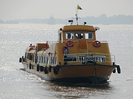 Yangon Water Bus plies the Yangon (Hlaing) River between Botahtaung and Insein every hour throughout the day