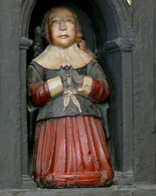 Sculpture of a young boy, thought to be Boyle, on his parents' monument in St Patrick's Cathedral, Dublin.