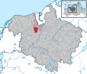 Poziția Ziesendorf pe harta districtului Rostock