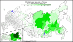 Частка евенкійського населення району у загальній чисельності евенків у РФ (2010)