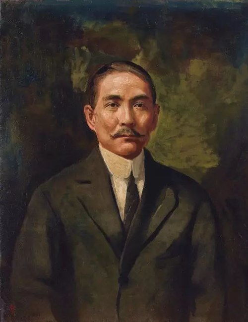 "Portrait of Sun Yat-sen" (1921) Li Tiefu Oil on Canvas 93×71.7cm