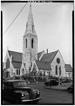 1. Tarihi Amerikan Binaları Araştırması Lester Jones, Fotoğrafçı 1940 GENEL DIŞ GÖRÜNÜM - Mesih Kilisesi (Üniteryen), Garnizon ve Çekirge Sokakları, Saint Louis, Independent City, MO.jpg