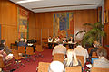 English: Press discussion ("Ten years of Wikipedia" conference, 2011, Buda Castle, National Széchényi Library) Magyar: Sajtótájékoztató („Tíz éves a Wikipédia” konferencia, 2011, Budavári Palota, Országos Széchényi Könyvtár)