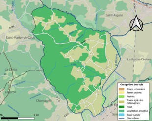 Kolorowa mapa przedstawiająca użytkowanie gruntów.