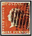 1 penny used, orange-red (one of 13)