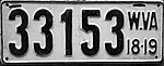 1918-19 Batı Virginia plaka 33153.jpg
