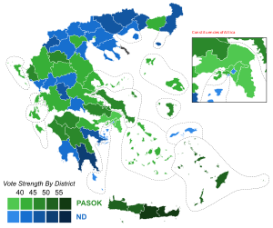 Élections législatives grecques de 1996 - Vote Strength.svg
