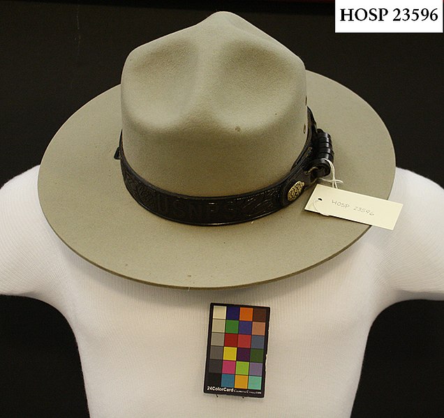 File:1 felt flat-brimmed National Park Service uniform hat. Greenish tan in color. Worn as part of winter uniform. Leather sweatband (0e8745d7-0e9d-4266-9ee5-7f7911195c6c).jpg