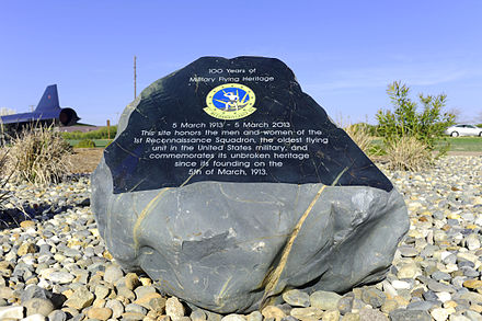 This plaque was unveiled 8 March 2013, on Beale Air Force Base, celebrating the 100-year anniversary of the 1st Reconnaissance Squadron.